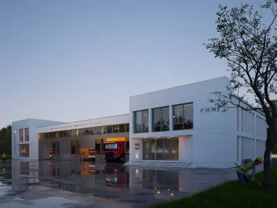 fire station Low-poly 3D model