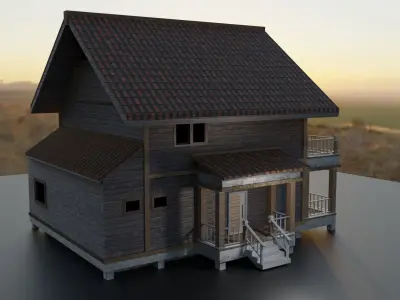 GameReady Low Poly Modern House Low-poly 3D model