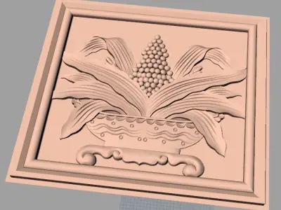 Door flower 3d relief models used for CNC router E004 3D model