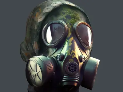Gas mask helmet 3d model military combat  Low-poly 3D model