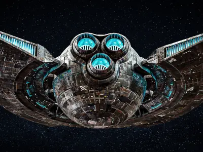 Spaceship Quantum Game Ready Space Station Low-poly 3D model