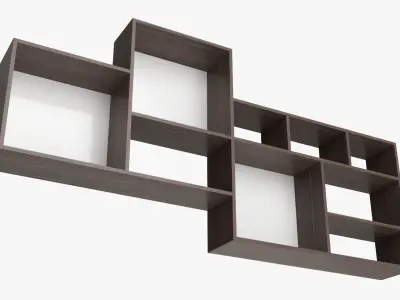 Hanging wooden shelf 02 3D model