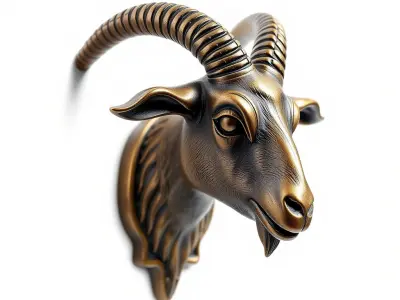 Bronze Goat Head Door Handle model pack Low-poly 3D model