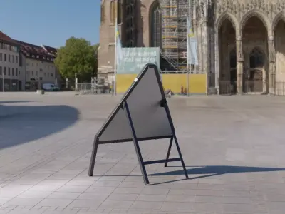 Road Narrows Both Triangular Road Sign Low-poly 3D model