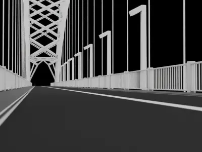 High-Resolution 3D Model of the Adomi Bridge  Ghana Low-poly 3D model