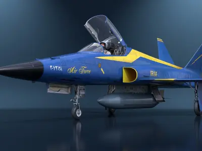  Fighter Jet HESA Saeqeh Blue Color with Pilot 