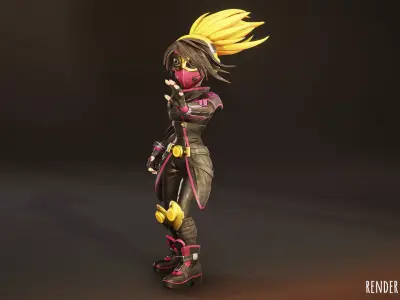 Stylized Sci Fi Female Adv 2 Hero Game Ready Character Low-poly 3D model