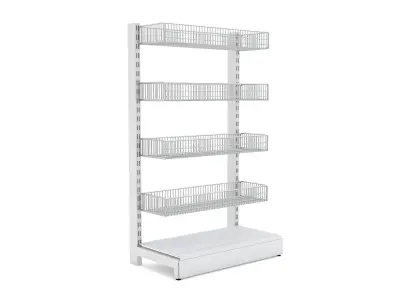 Shelving With Hanging Wire Basket 3D model