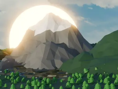 Mountain Environment Low Poly 3D model