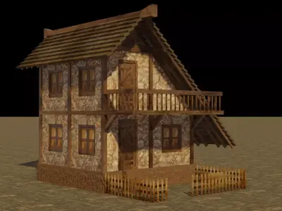 Medieval house 12 Low-poly 3D model