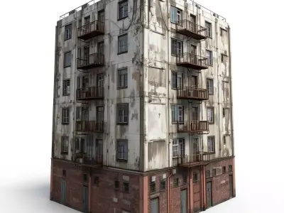 Urban Residential Building 3D Model Low-poly 3D model