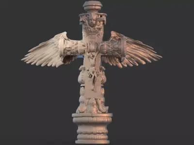 Winged Celtic ornate cross  3D model