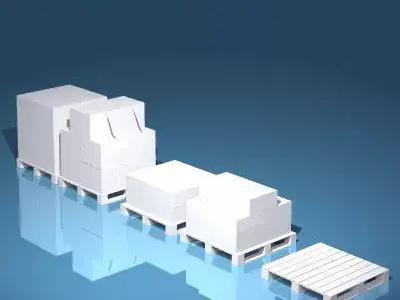 3 pallets set of boxes 3D model