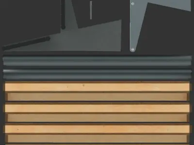 Street bench low poly pbr game ready Low-poly 3D model 2