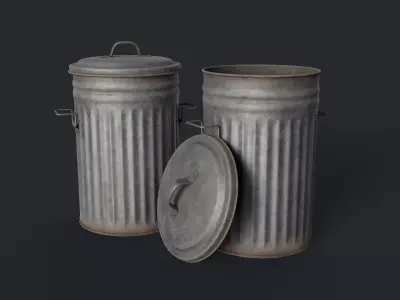 Street Trash Can 45 PBR Game Ready  Low-poly 3D model