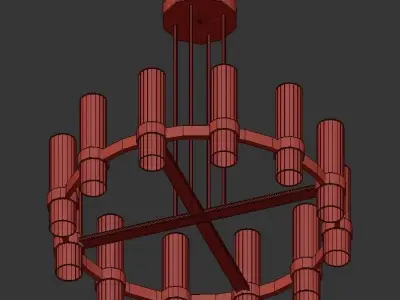 Taper light chandelier in brass with clear glass cylinders 3D model