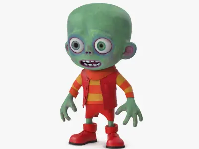  Cartoon Zombie Green in a Red Costume 