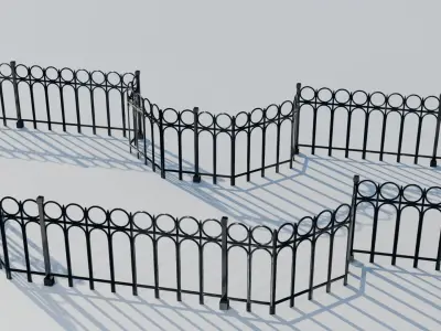 modular metal fence no 2 3D model
