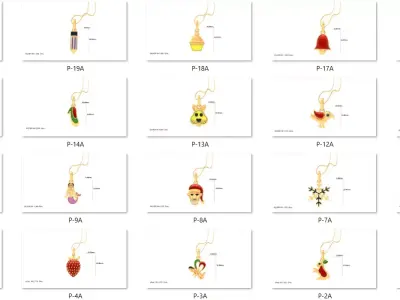 382 Diamond Charm Kids Pendant Pack 3D print model