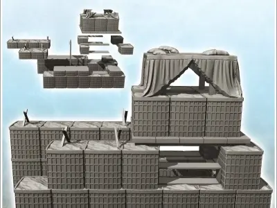 Fortified shooting range with hesco and barbed wire 7 3D print model