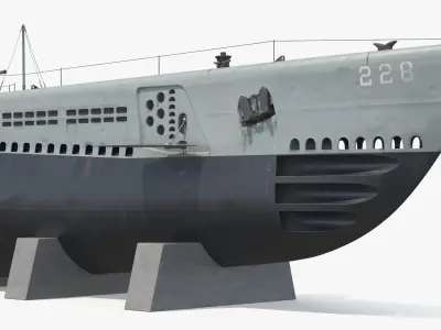  USS Drum SS-228 Submarine on Shipyard Supports 