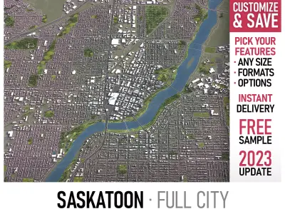 Saskatoon - 3D City Model Low-poly 3D model