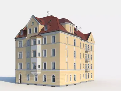 Residential City Building - Corner - 22 - Bowfront 3D model