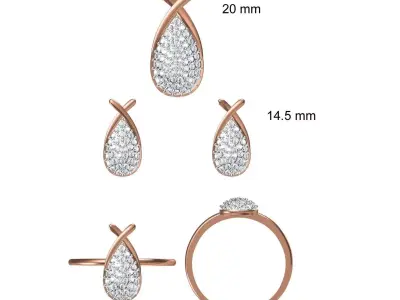 Light wt Ring Earrings Pendant set stl jcd 1-render details 3D print model