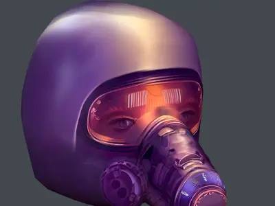 Gas mask helmet scifi Low-poly character art game space  Low-poly 3D model