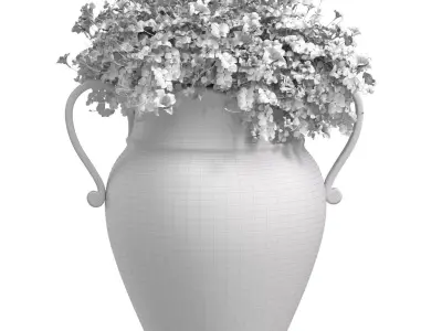Flower bed of white flowers in Italian vase by Santorini Garden  3D model