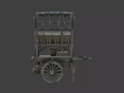 Vintage Market Cart Low-poly 3D model