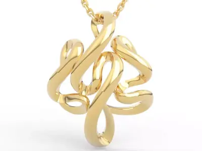 Brilliant Abstract Twisted Pendant Necklace 3D print model