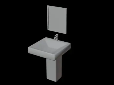 Sink And Mirror Low-poly 3D model