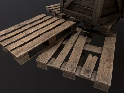 Wooden Pallets Low-poly 3D model order