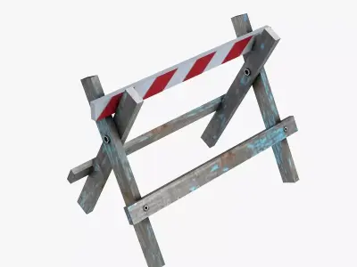Wooden Barrier  Low-poly 3D model