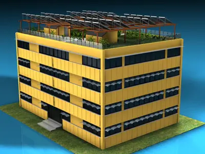 Ecological building cutaway 3D model