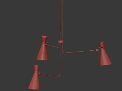 Simone pendant light with three lamps hanging from it 3D model