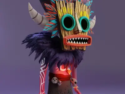 Shaman 3D model animated character with horns 3D model