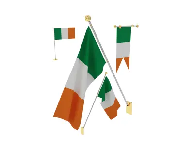 Flags of Ireland 3D model