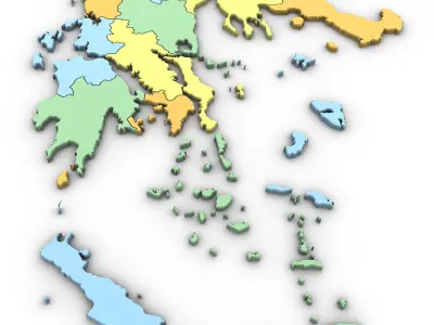 Political Map of Greece 3D model