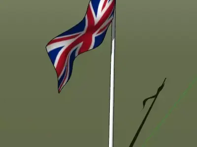 UK flag - pole height 15 meters 3D model