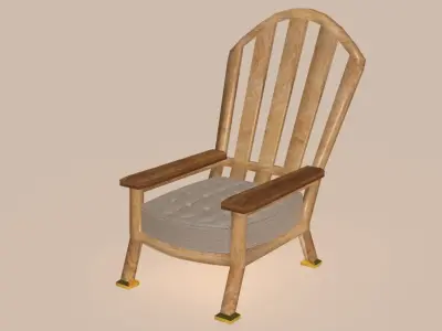 Modern wooden and cotton launch chair 3D model