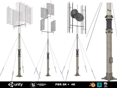 Army   Antenna  Pack   3 Types Low-poly 3D model