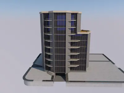 bank building Low-poly 3D model
