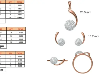 Light wt Ring Earrings Pendant set stl jcd 1-render details 3D print model 43