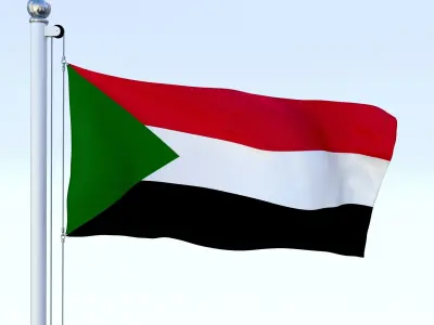 Animated Sudan Flag Low-poly 3D model