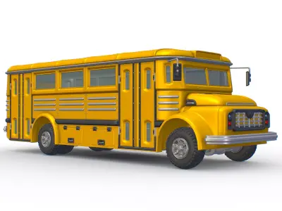 Retro School Bus - HighPoly 3D model