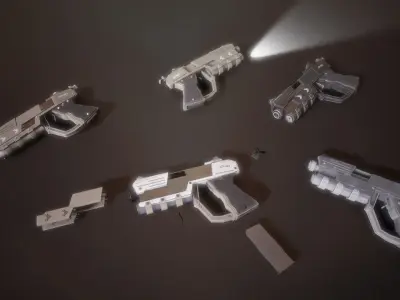 Sci-fi Futuristic Combat Pistol Low-poly 3D model