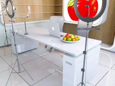 live broadcast room Agricultural Apple - Modern Exhibition Hall Low-poly 3D model