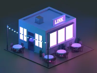 Night Cafe Low-poly 3D model